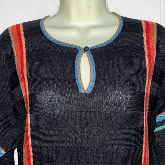 Amazing 70s Vtg Roncelli knit multi colored striped sweater dress - Picture 3 of 12